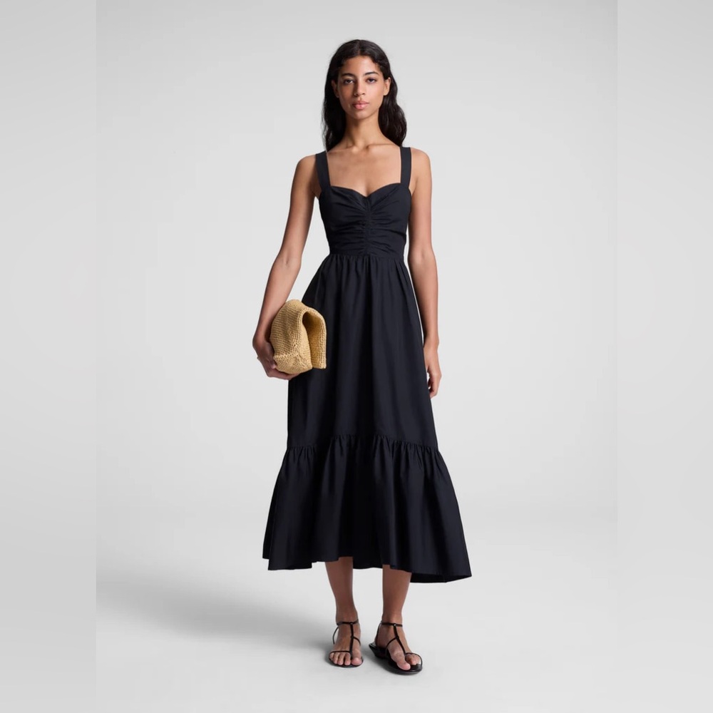 A.L.C. Black Ruched Bodice Midi Dress